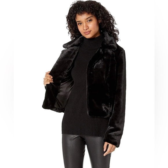 Blank NYC Faux Fur Crop Jacket in Uptown Girl NWT LARGE - Picture 1 of 7